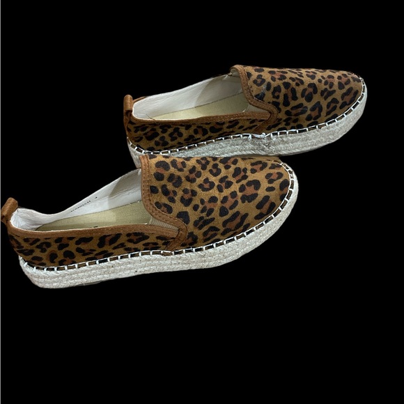 Leopard espadrille slip on sneaker sz 6 perfect for fall brown & black straw - Picture 7 of 8